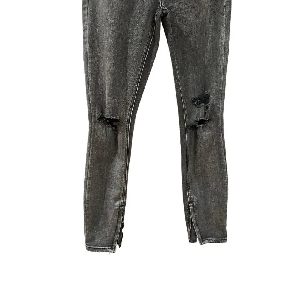Pistola Distressed Slim Zip Ankle Charcoal Jean
